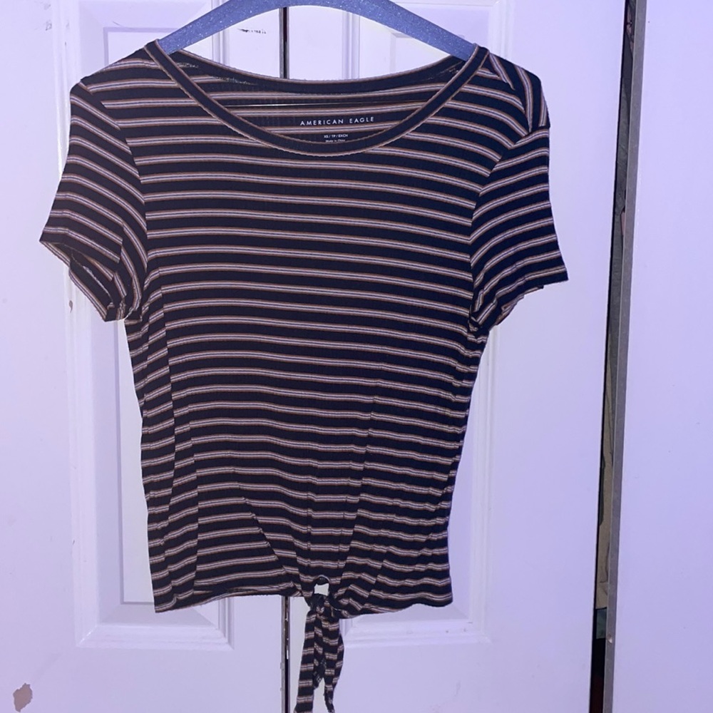 Striped tie-up top